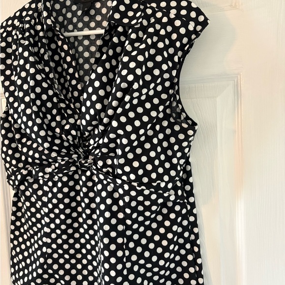 Alfani Polka Dot Twist Front Blouse Black White Size 14 - Picture 5 of 8